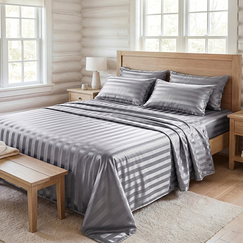 Parure de draps en satin rayé  - Silk Pillowcase Set avis et prix